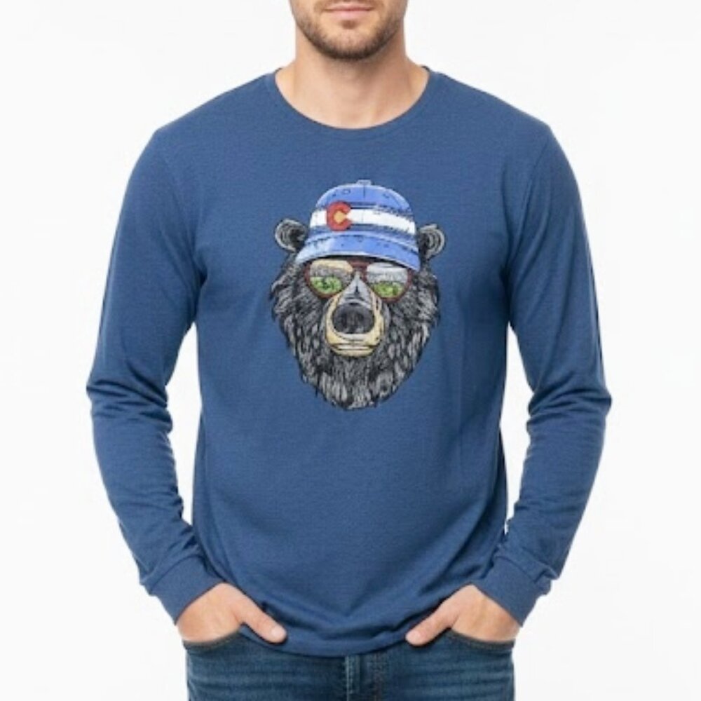 Wild Tribute Men Bear Long Sleeve Tee